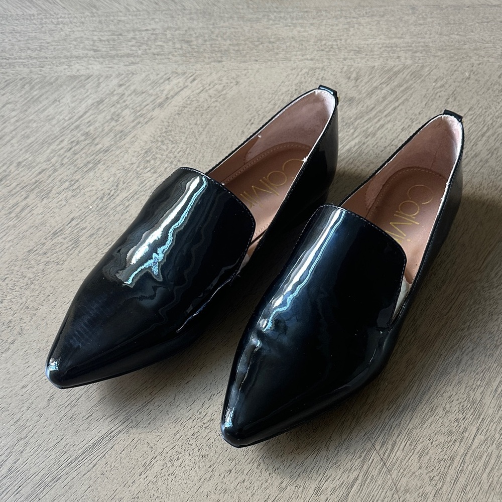 Calvin Klein Women's Black Patent Pointed Loafers